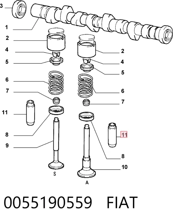 Guia de válvula 0055190559 Fiat/Alfa/Lancia