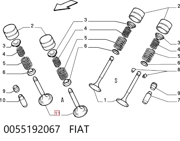 Válvula de admissão 0055192067 Fiat/Alfa/Lancia