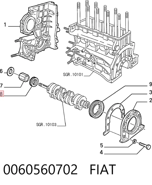 Vedação dianteira de cambota de motor Alfa Romeo Giulietta 116