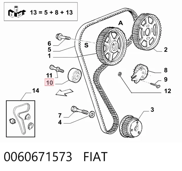 Rolo parasita da correia do mecanismo de distribuição de gás 0060671573 Fiat/Alfa/Lancia
