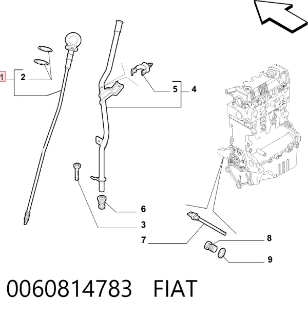 Sonda (indicador) do nível de óleo no motor 0060814783 Fiat/Alfa/Lancia