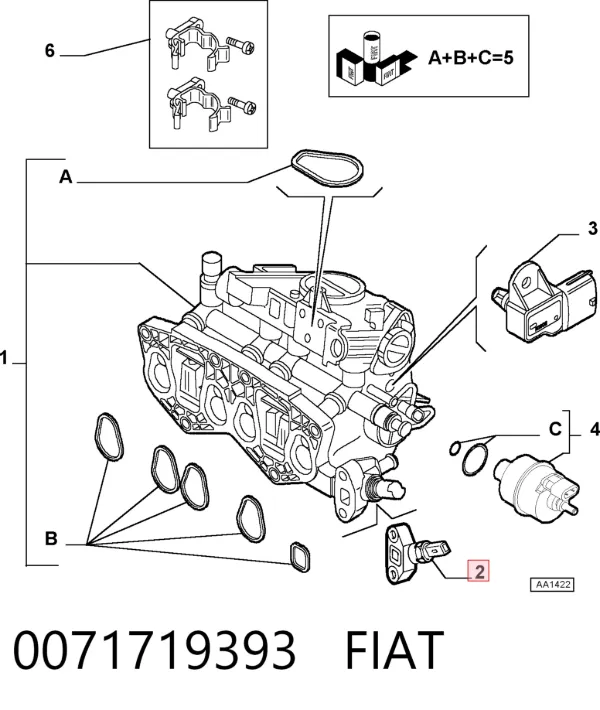 Sensor de temperatura do fluido de esfriamento 0071719393 Fiat/Alfa/Lancia