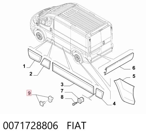 Braçadeira (cápsula) de fixação de moldura da porta 0071728806 Fiat/Alfa/Lancia