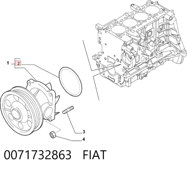 Vedante de bomba de água Fiat Fiorino 225