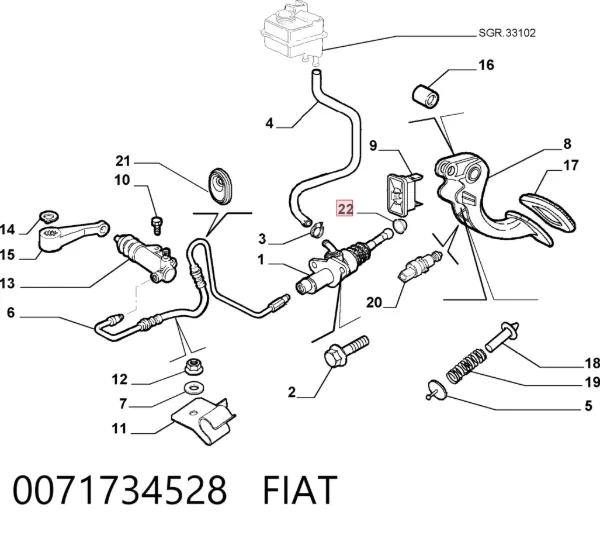 Cilindro mestre de embraiagem 0071734528 Fiat/Alfa/Lancia