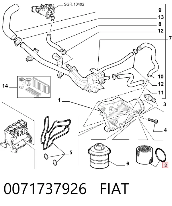 Filtro de óleo 0071737926 Fiat/Alfa/Lancia