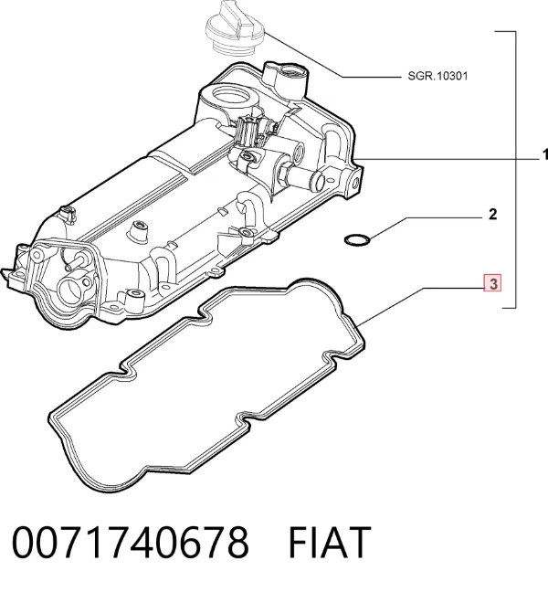 Vedante da tampa de válvulas de motor, kit 0071740678 Fiat/Alfa/Lancia
