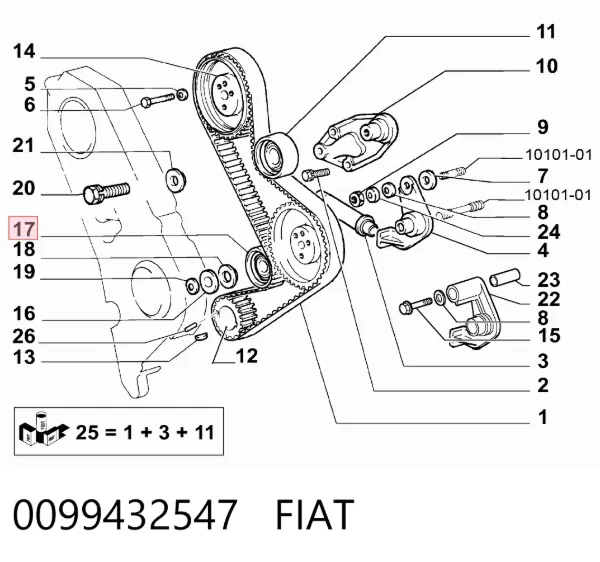 Rolo parasita da correia do mecanismo de distribuição de gás 0099432547 Fiat/Alfa/Lancia