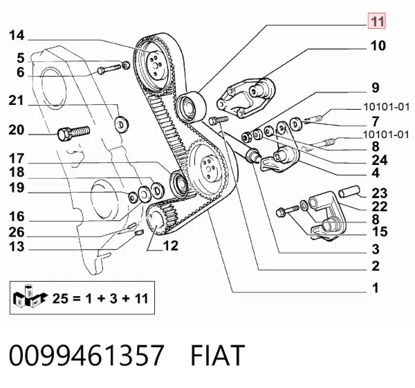 Rolo parasita da correia do mecanismo de distribuição de gás 0099461357 Fiat/Alfa/Lancia