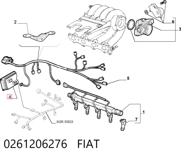 Módulo de direção (Centralina eletrônica) de motor 0261206276 Fiat/Alfa/Lancia