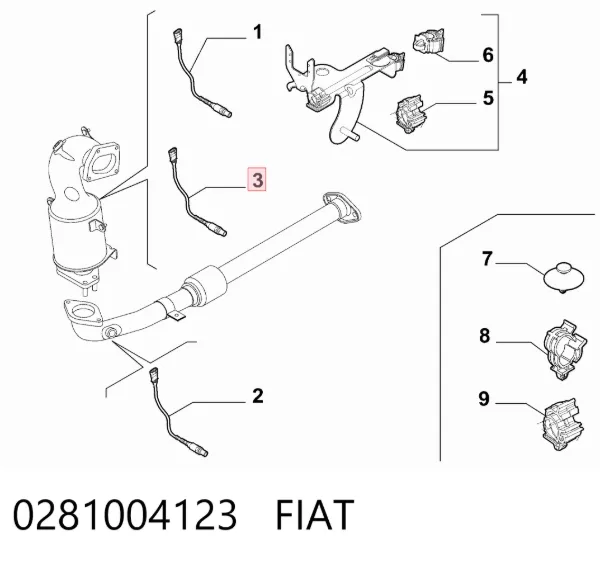 Sonda lambda, sensor de oxigênio 0281004123 Fiat/Alfa/Lancia