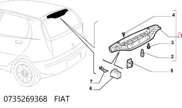 Sinal de parada traseiro adicional Fiat Punto II