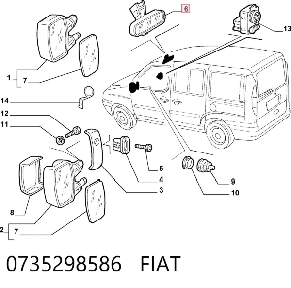 Espelho de salão interno Fiat Doblo I