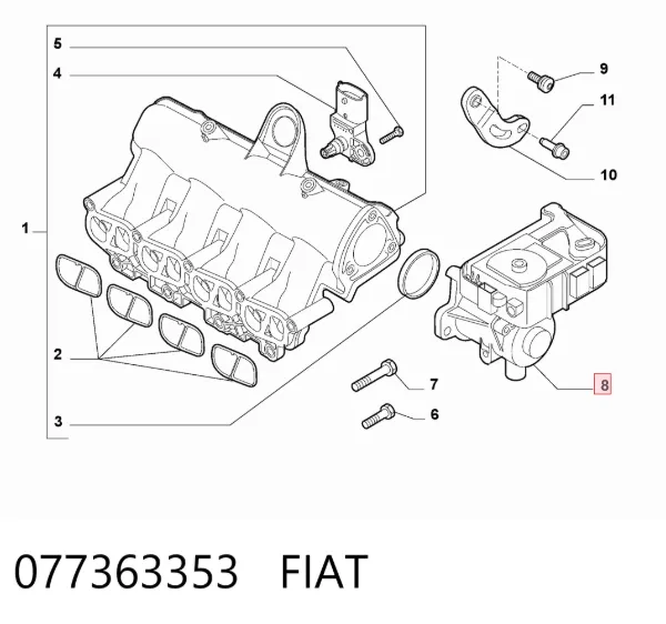 Válvula de borboleta montada 077363353 Fiat/Alfa/Lancia