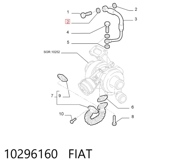 Vedante de mangueira de fornecimento de óleo de turbina 10296160 Fiat/Alfa/Lancia