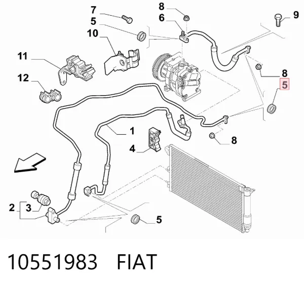 Kit de reparação do compressor de aparelho de ar condicionado 10551983 Fiat/Alfa/Lancia