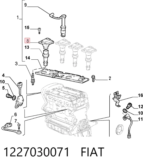Bobina de ignição 1227030071 Fiat/Alfa/Lancia