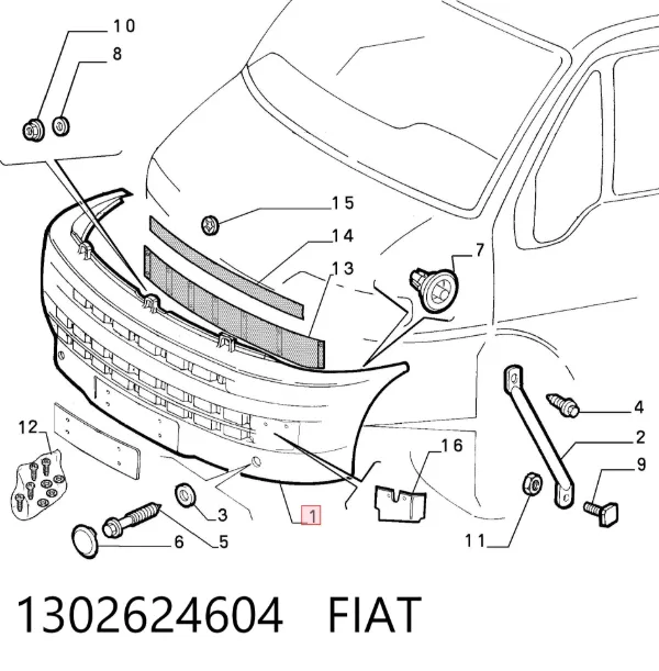 Pára-choque dianteiro 1302624604 Fiat/Alfa/Lancia