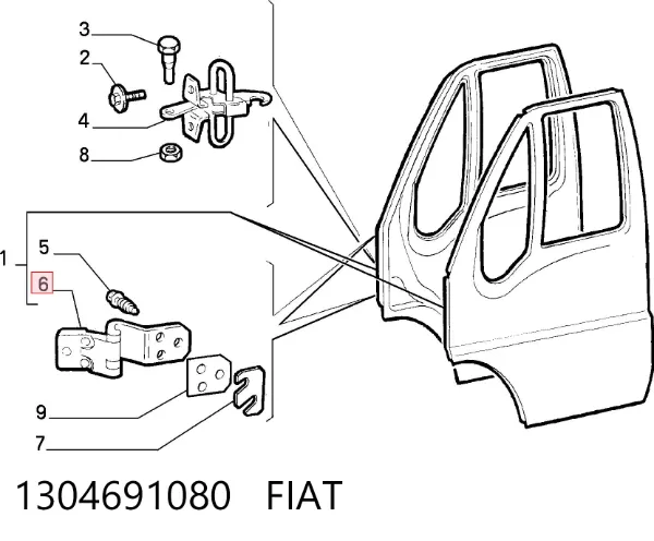 Gozno da porta dianteira 1304691080 Fiat/Alfa/Lancia
