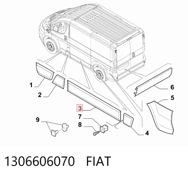 Moldura da porta lateral (deslizante) 1306606070 Fiat/Alfa/Lancia