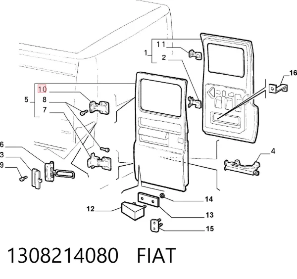 Gozno da porta traseira esquerda 1308214080 Fiat/Alfa/Lancia