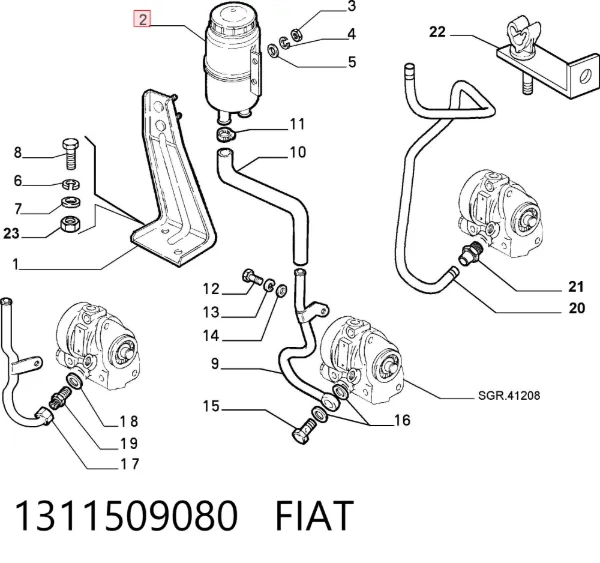 Tanque de bomba da Direção hidrâulica assistida 1311509080 Fiat/Alfa/Lancia