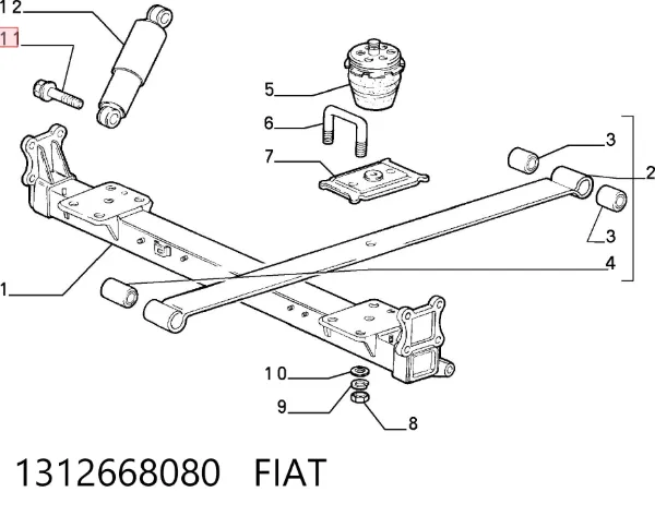 Parafuso de suporte de coxim de motor 1312668080 Fiat/Alfa/Lancia