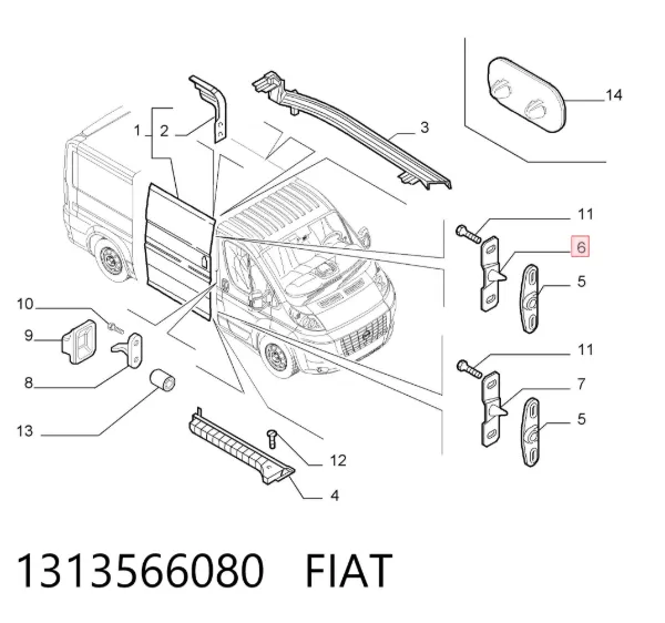 Grade superior de proteção da porta deslizante 1313566080 Fiat/Alfa/Lancia