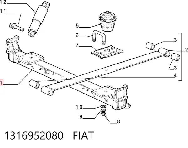 Viga de suspensão traseira (plataforma veicular) Fiat Ducato II