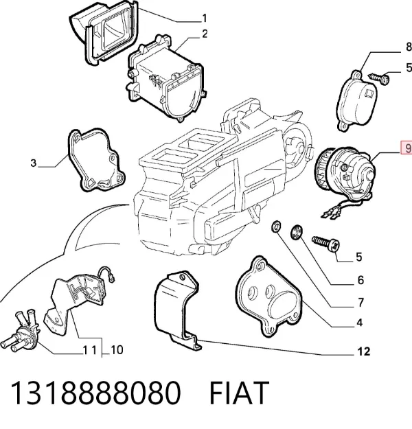 Motor de ventilador de forno (de aquecedor de salão) 1318888080 Fiat/Alfa/Lancia