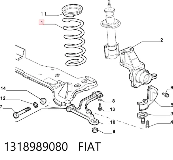 Mola dianteira 1318989080 Fiat/Alfa/Lancia