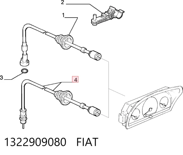 Cabo de acionamento de velocímetro 1322909080 Fiat/Alfa/Lancia