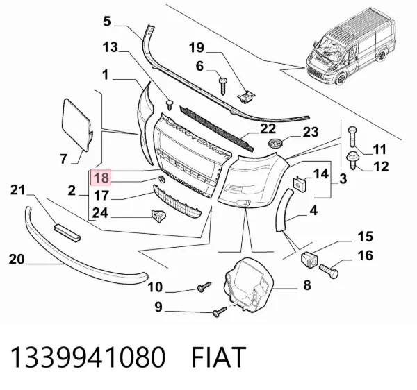 Consola de emblema de grelha do radiador 1339941080 Fiat/Alfa/Lancia