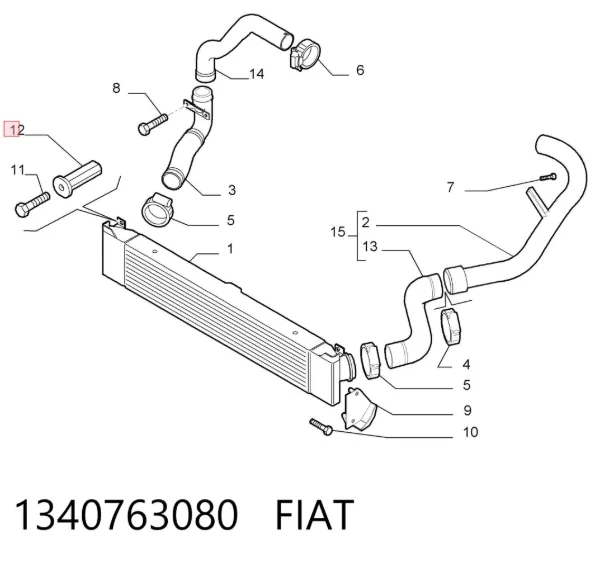 Radiador de intercooler 1340763080 Fiat/Alfa/Lancia
