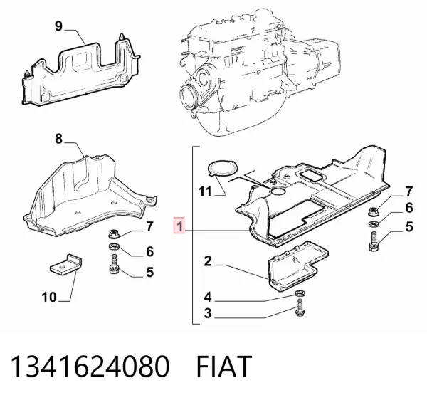 Proteção de motor, de panela (da seção de motor) 1341624080 Fiat/Alfa/Lancia