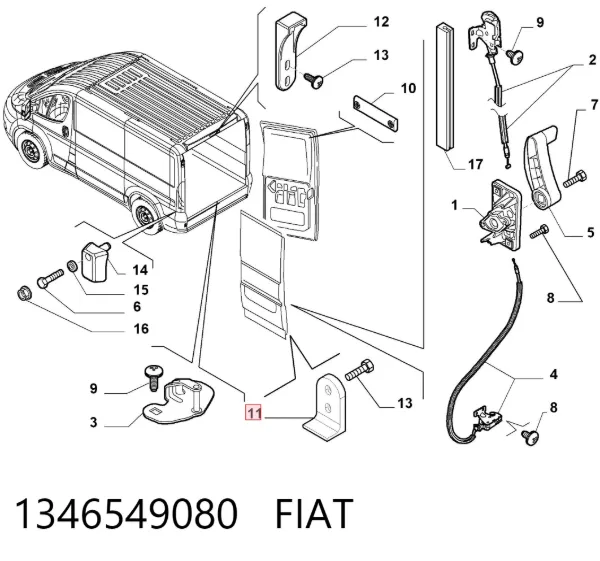 Guia da porta de bagageiro (de tampa de alcapão) 1346549080 Fiat/Alfa/Lancia