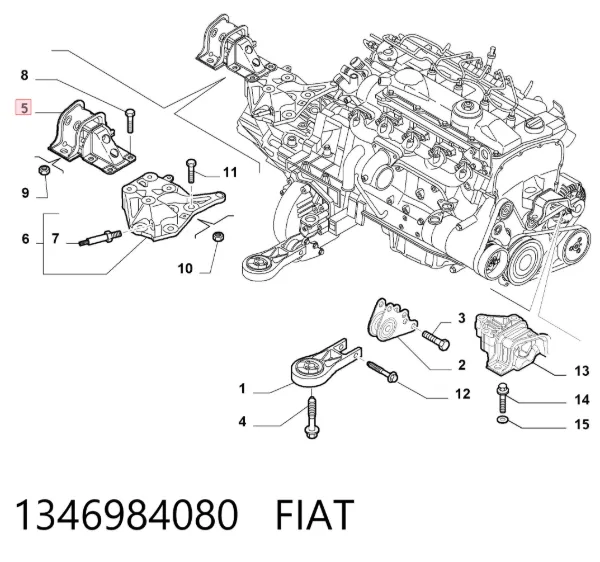 Coxim (suporte) esquerdo de motor 1346984080 Fiat/Alfa/Lancia