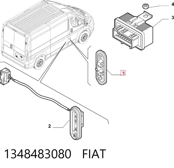 Sensor de fechamento de portas (interruptor de fim de carreira), da porta deslizante, na carroçaria 1348483080 Fiat/Alfa/Lancia