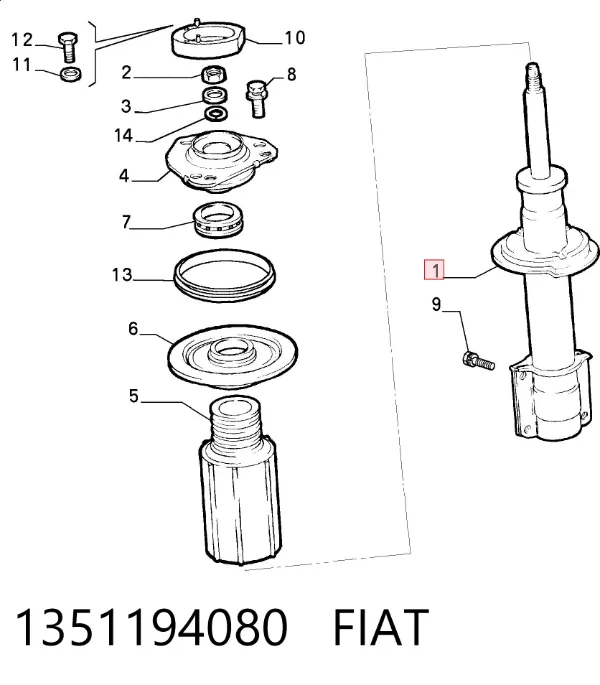 Amortecedor dianteiro 1351194080 Fiat/Alfa/Lancia
