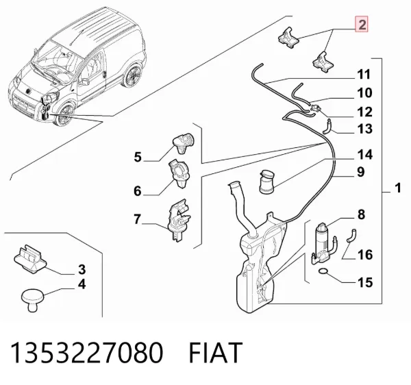 Injetor de fluido para lavador de pára-brisas 1353227080 Fiat/Alfa/Lancia