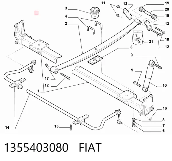 Suspensão de lâminas traseiro 1355403080 Fiat/Alfa/Lancia