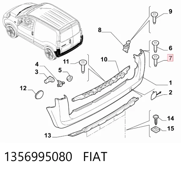 Parafuso de fixação do pára-choque traseiro 1356995080 Fiat/Alfa/Lancia