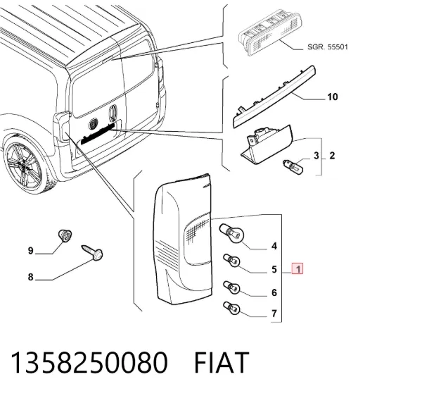 Lanterna traseira esquerda 1358250080 Fiat/Alfa/Lancia