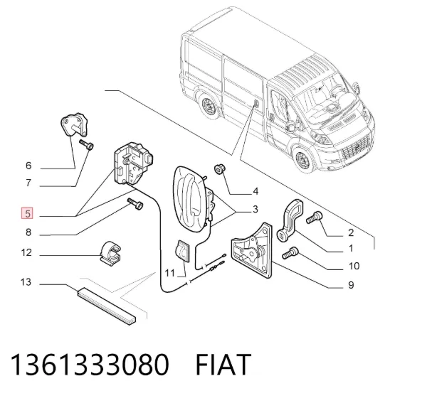 Fecho da porta lateral deslizante direita 1361333080 Fiat/Alfa/Lancia