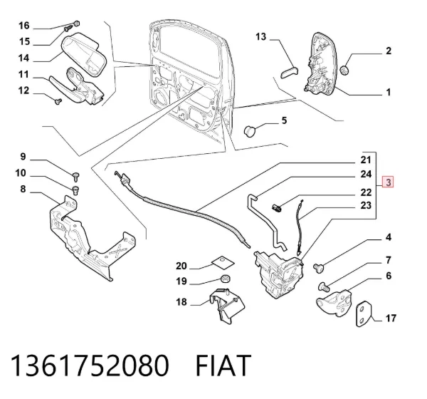 Fecho da porta dianteira esquerda 1361752080 Fiat/Alfa/Lancia