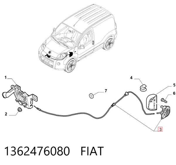 Cabo de abertura da capota Fiat Fiorino Qubo