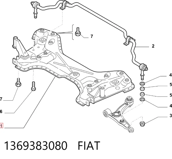Viga de suspensão dianteira (plataforma veicular) 1369383080 Fiat/Alfa/Lancia