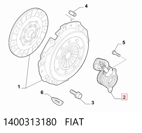 Cilindro de trabalho de embraiagem montado com rolamento de desengate 1400313180 Fiat/Alfa/Lancia