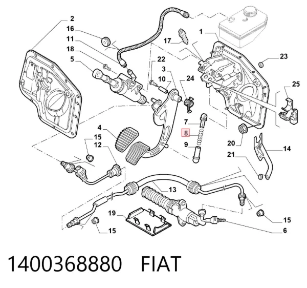 Mola de pedal de embraiagem 1400368880 Fiat/Alfa/Lancia