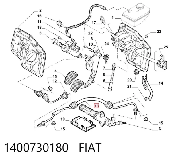Mangueira de embraiagem 1400730180 Fiat/Alfa/Lancia